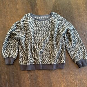 LOFT Lou & Gray Textured Knit Gray White Pullover Sweater Size XL Cozy Cabincore